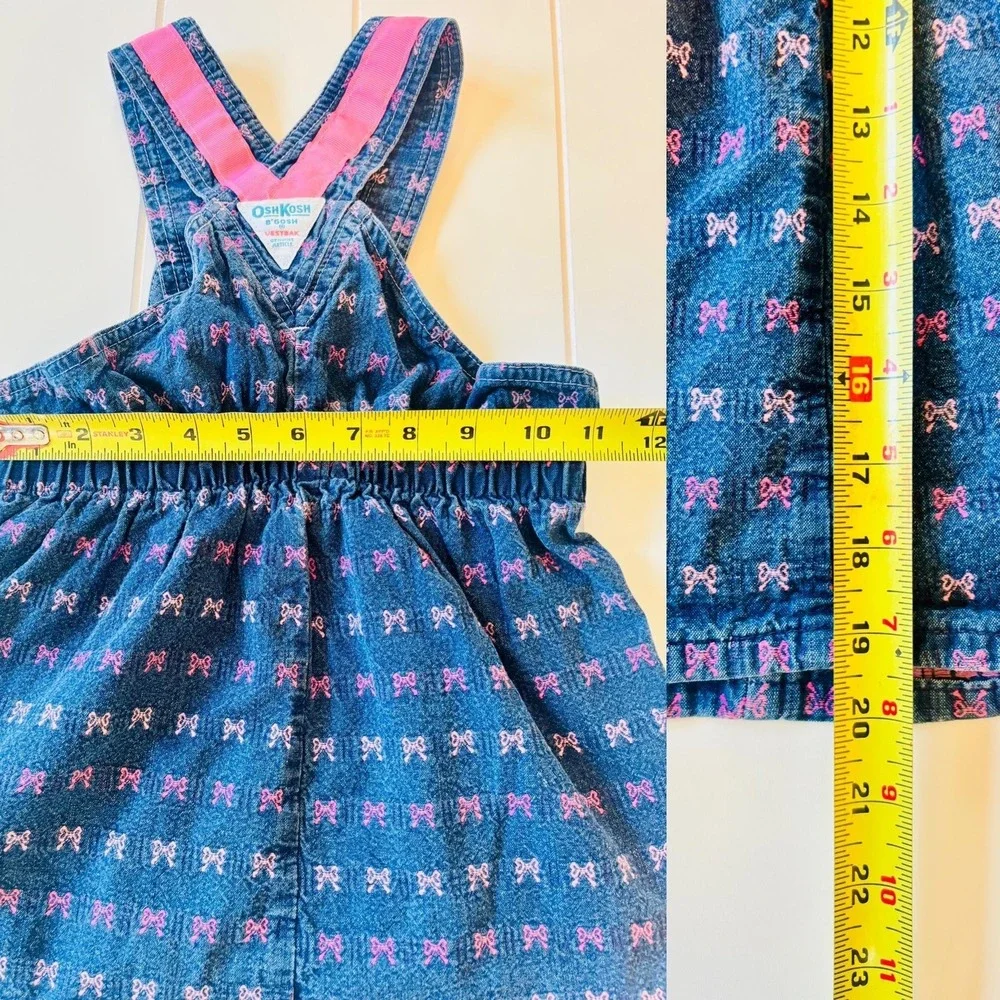 Vintage Oshkosh BGosh‎ Pink Bow Vestback Dress, Valentine's Day, Size 3T